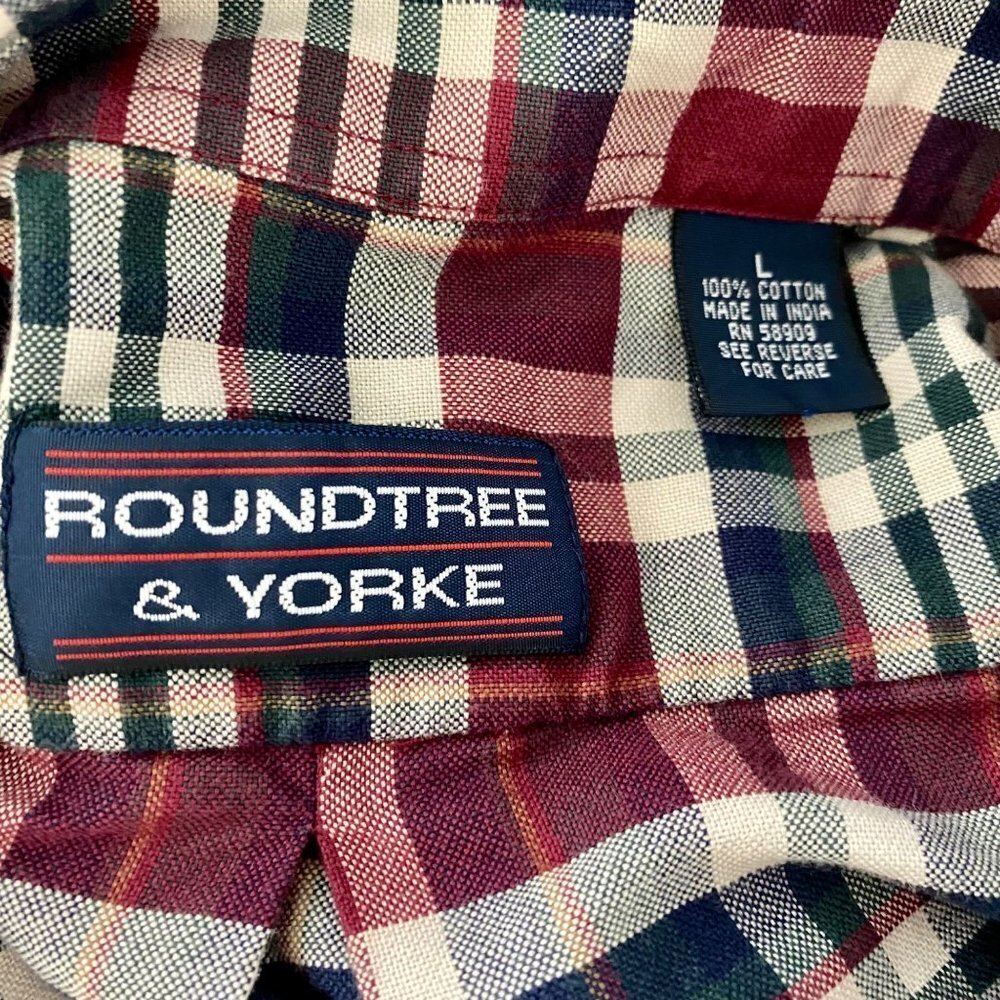 Roundtree & Yorke Long Sleeve Button Down Cotton Shirt Men's Large - Picture 6 of 8